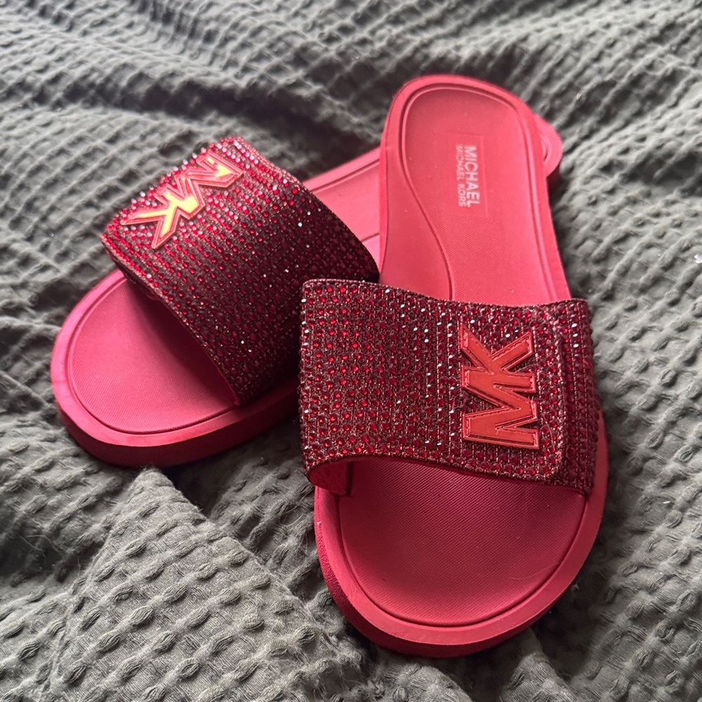 Michael Kors Sparkling Red Slide Sandals